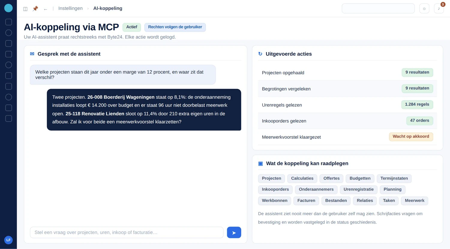 AI-assistent beantwoordt een vraag over de eigen bedrijfsdata